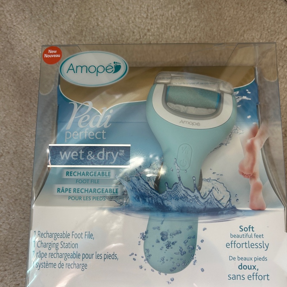 New in Box Amope Rechargeable Wet and Dry Pedi Perfect Foot File